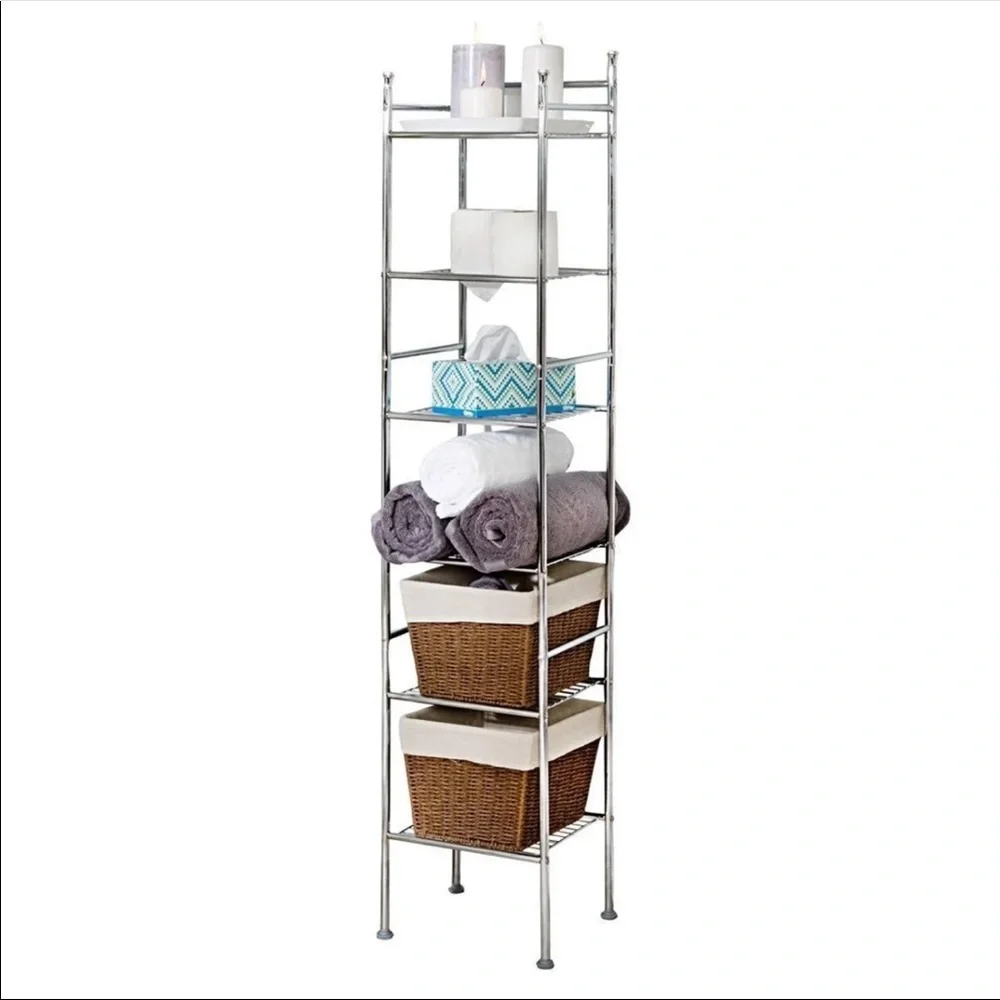 New 6 Tier Chrome Bathroom Storage Shelving